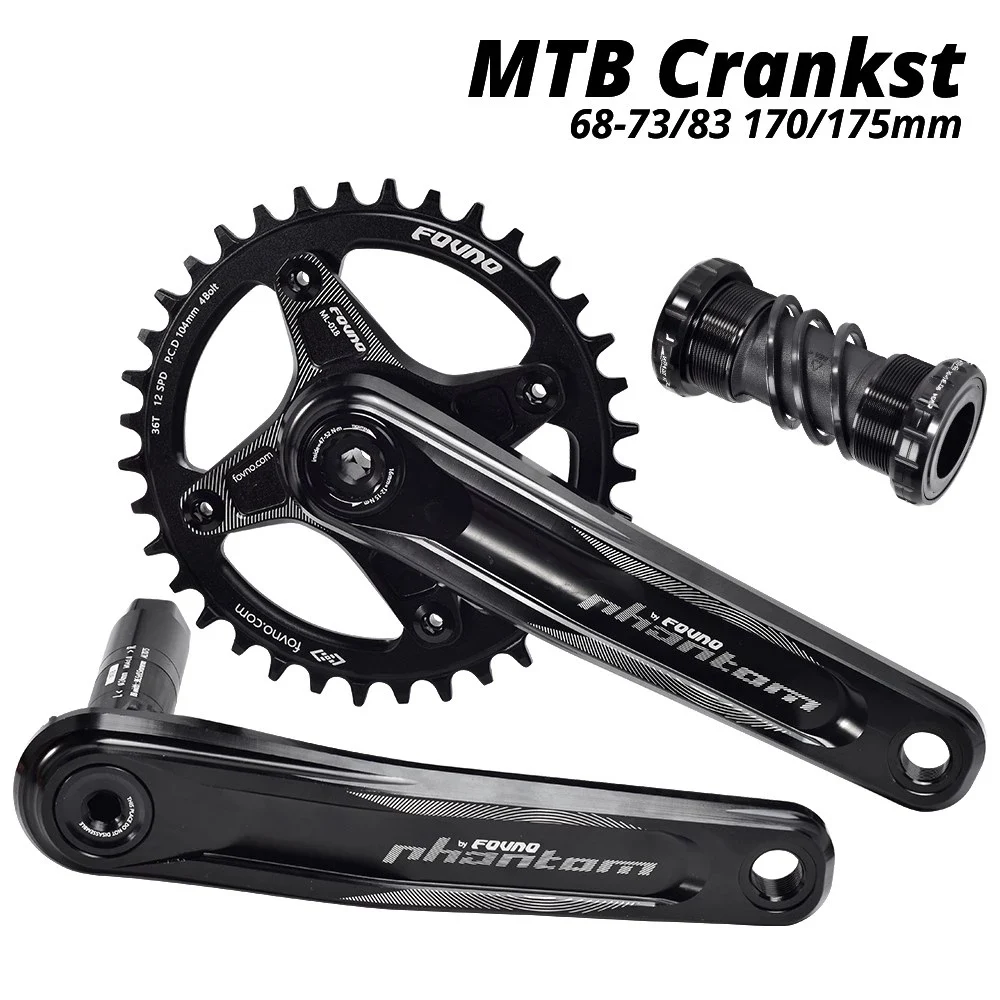 

FOVNO Mountain Bike Crankset Full CNC MTB Crank GXP to 104 BCD Crankset 170/175mm Bottom Bracket 68-73mm 83mm for Shimano SRAM