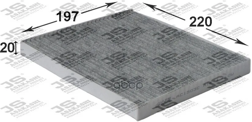 Фильтр Салона Toyota Avensis Ii/Corolla 02- (Уголь.) JS Asakashi арт. AC1503C