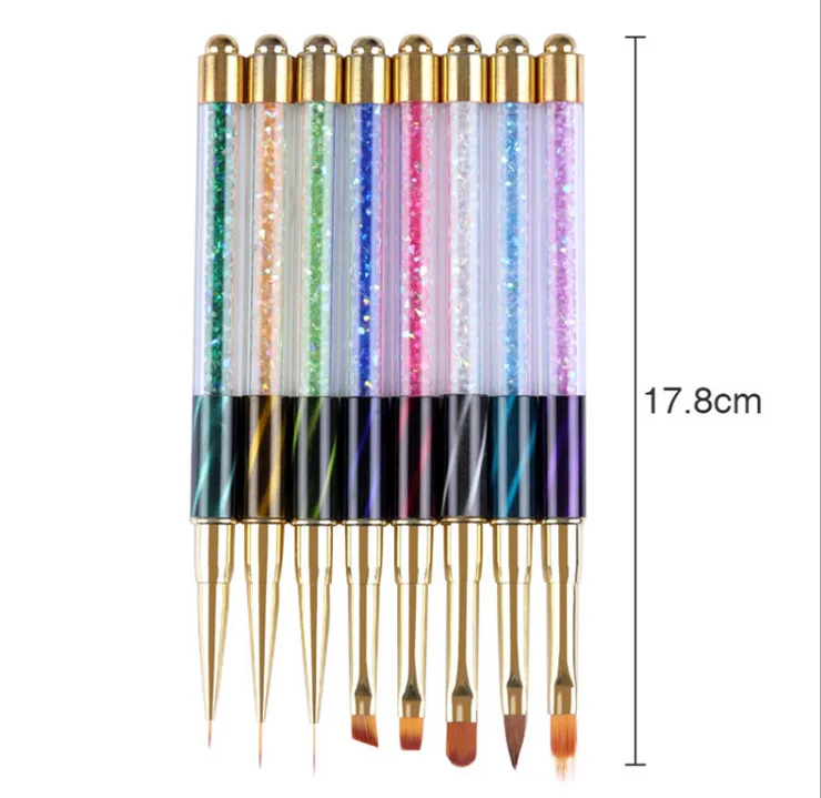 8Pcs Nail Brush Nails Art Dotting Pen Drawing Liner Supplies Brush UV Gel Painting Manicure Accessoires Tools