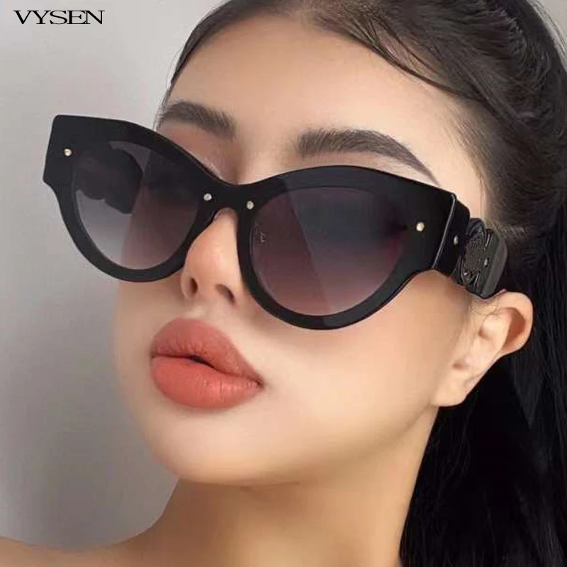 

Luxury Cat Eye Sunglasses Women's 2022 Fashion Brand Designer Irregular Round Sun Glasses For Men Trend Anti Blue Eyeglasses