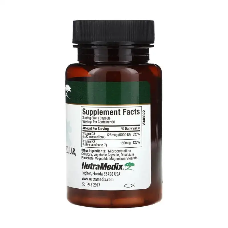 NutraMedix Витамины D3 и K2 60 растительных капсул