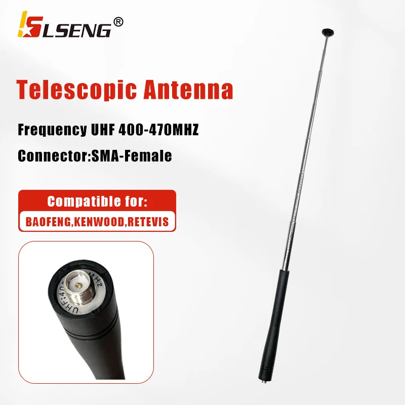 LSENG Telescopic High Gain Walkie Talkie Antenna UHF 400-470MHz Antenna for Kenwood Baofeng UV5R UV-9R UV-82 Two Way Radio