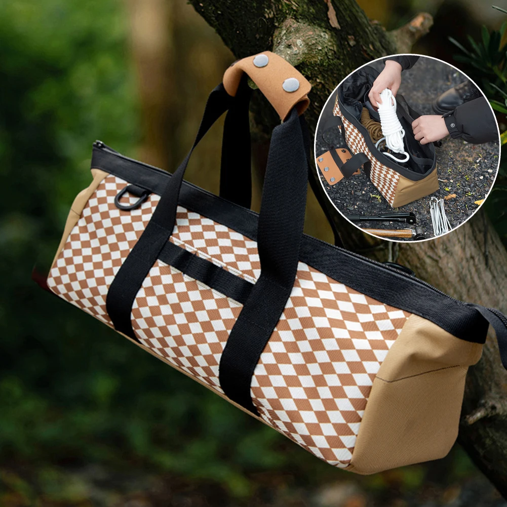 

Multifunctional Tent Accessories Kit Organizer Large Capacity Retro Outdoor Accessories Tool Storage Bag Carrying Case