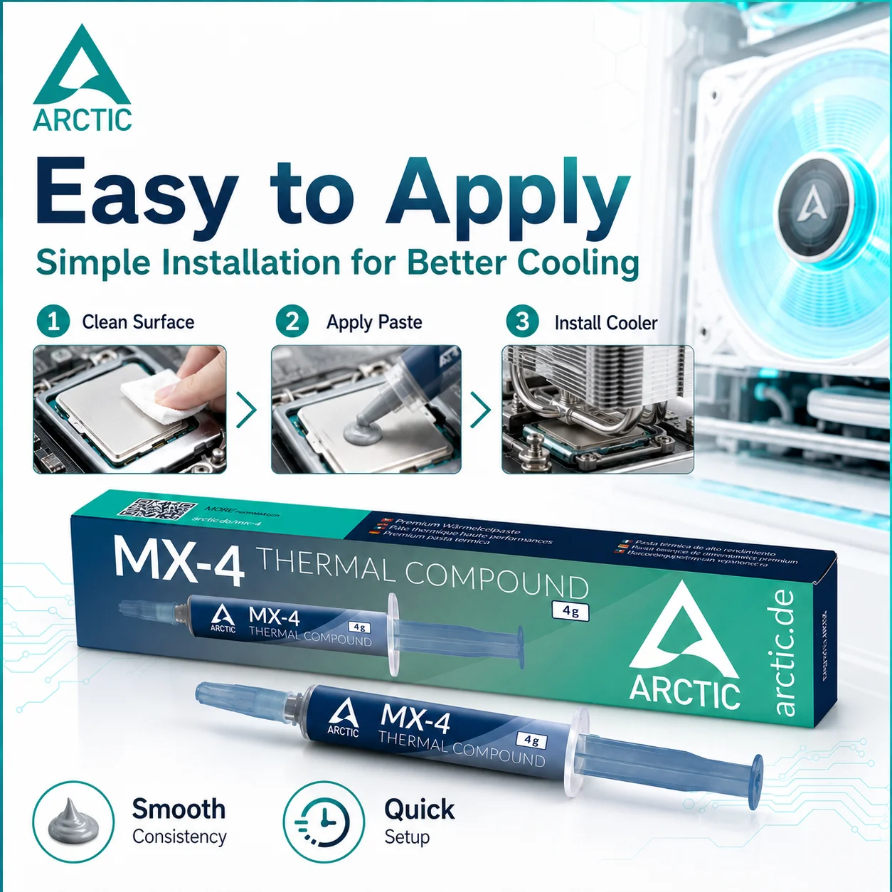 Фото Термопаста ARCTIC MX-4 8.5W/mK 2г 4г 8г 20г для охлаждения CPU/GPU чипов, теплопроводящая силиконовая смазка №5