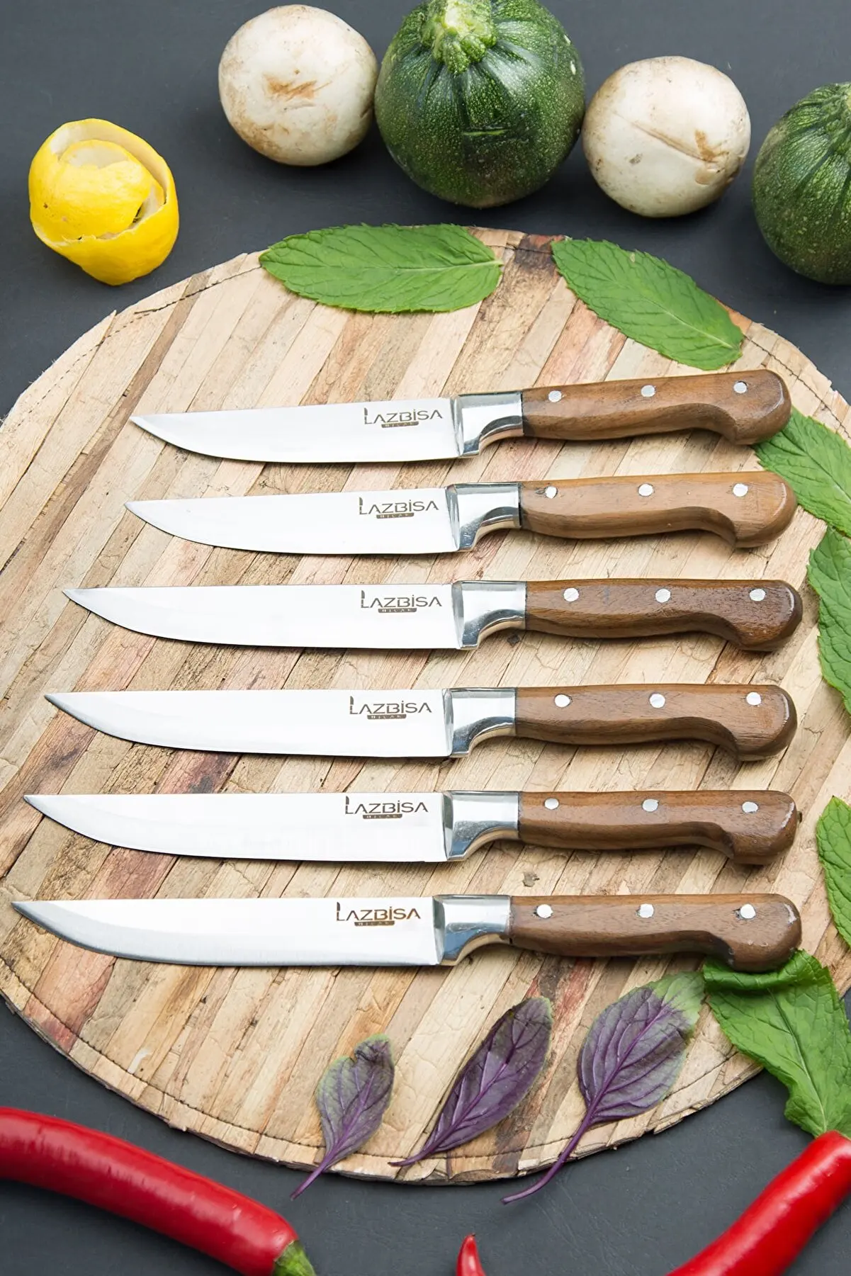 

Kitchen Knife Set 6 Pcs. Meat Knife Stainless Steel Professional Chef Butcher Steak Mincer Knife Vegetable Fruit Bread Knife