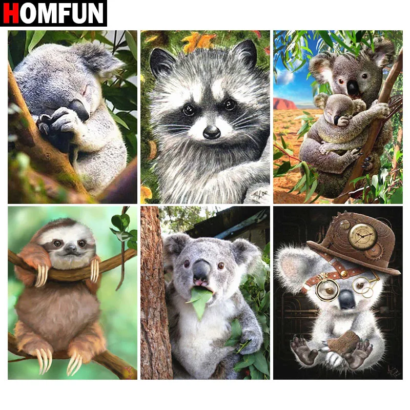 

Алмазная живопись HOMFUN, картина с квадратными/круглыми стразами, «Loomade koala», вышивка крестиком, 5D Стразы