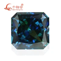 ink blue colour blue color square shape radiant brilliant crushed ice cut cubic zirconia loose stone cz stone