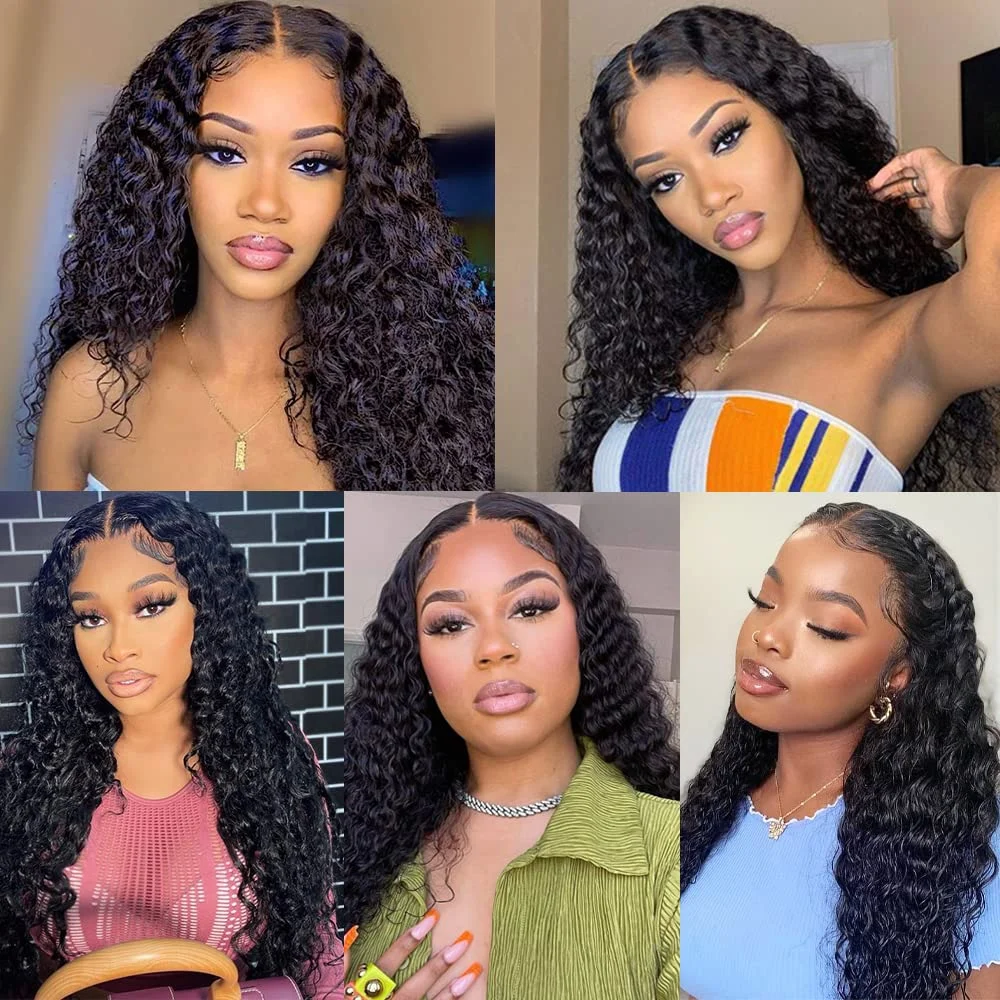 Фото 300% Burmese Curly Wigs 13x6 HD Lace Front Human Hair Wigs No Glue Wear Go Preplucked Deep Wave Lace Frontal Wig 100% Human Hair №5