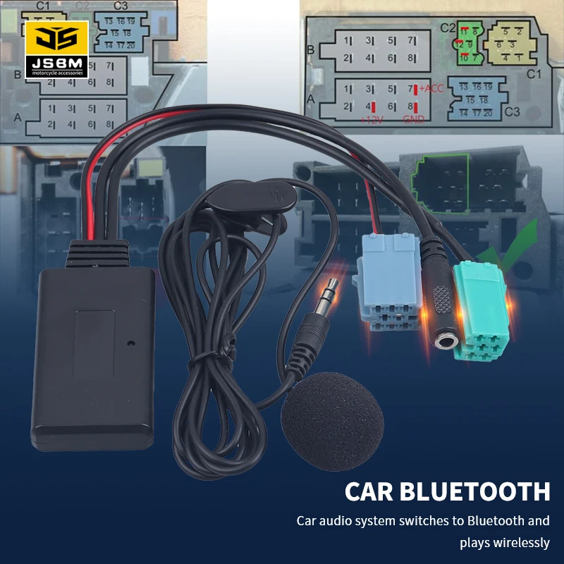 JSBM автомобильный Bluetooth Aux адаптер с микрофоном Handsfree микрофонный кабель для Renault