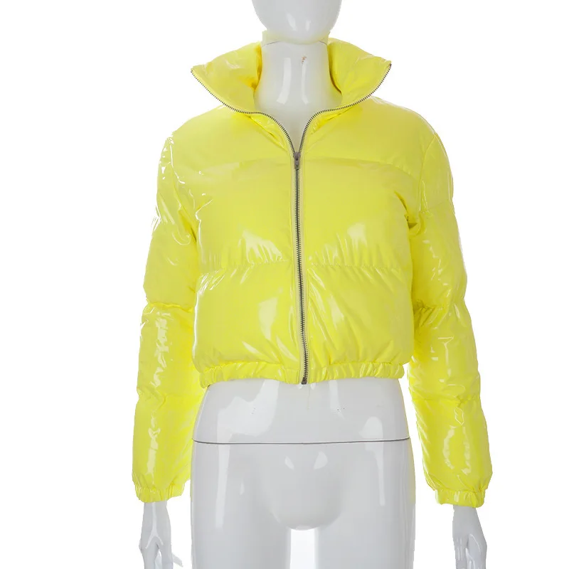 2022 Wholesale Multi Color Women's Winter Fashion New Long Sleeve Zipper Cardigan Stand Collar Warm Mirror Casual Padded Clothes