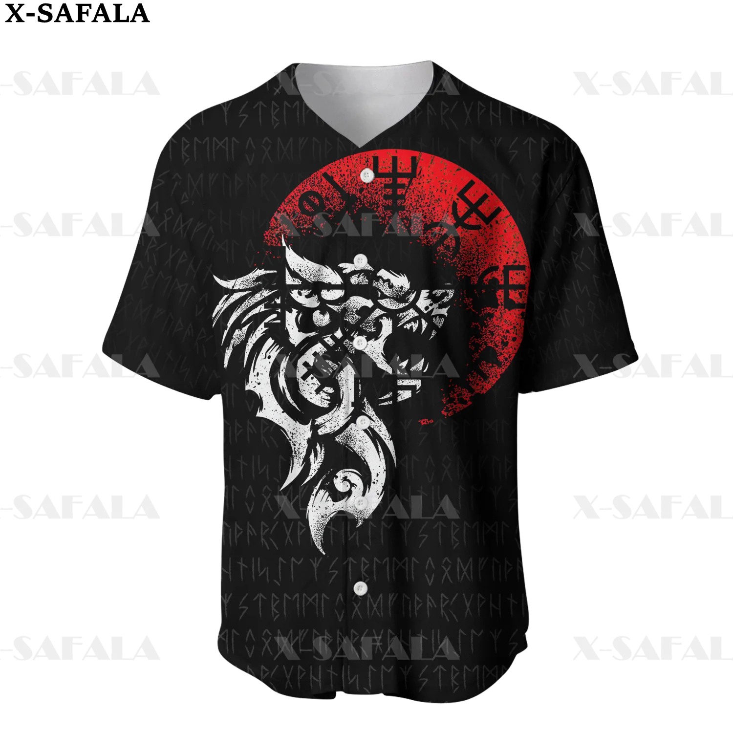 

Fenrir Viking Wolf And Moon Tattoo Ravens 3D Printed Baseball Jersey Shirt Men's Tops Tee Oversized Streetwear-6