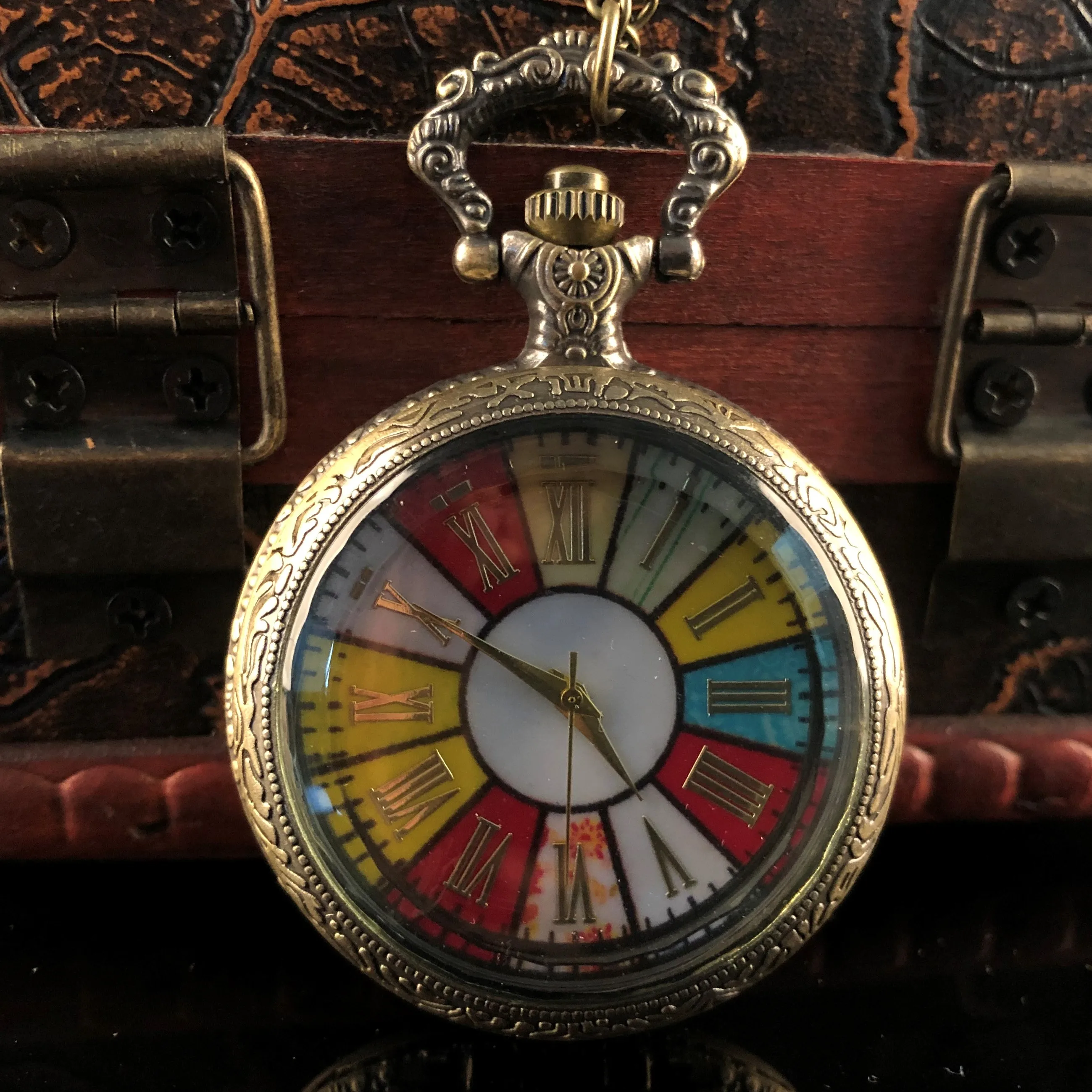 

Bronze Korean Quartz Pocket Watches Vintage Necklace Women Unisex Simple Design Fob Chain Watches