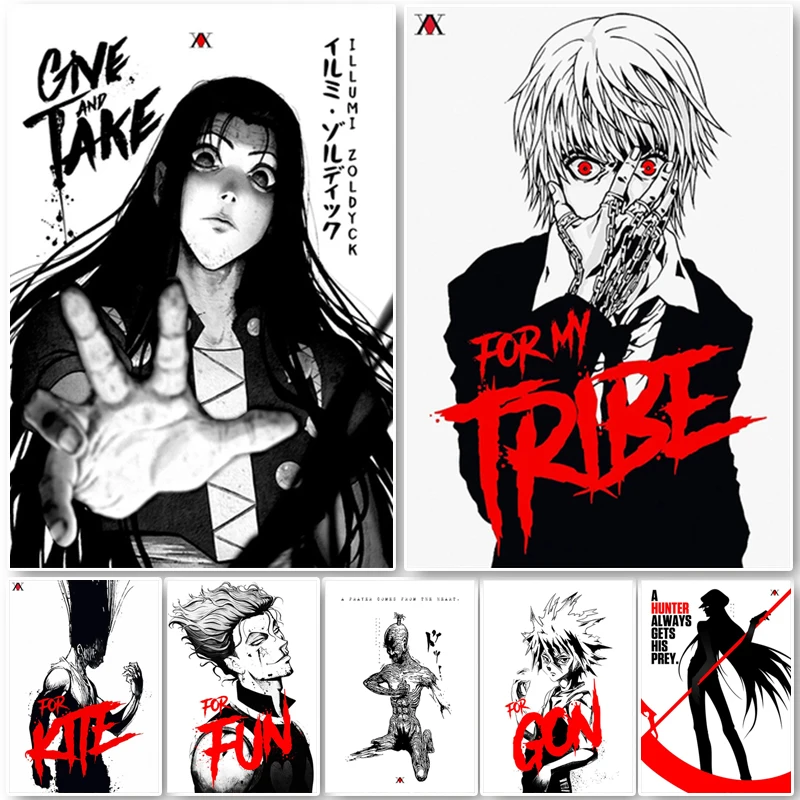 Killua Zoldyck Kurapika Gon Freecss аниме Hunter X постеры Hisoka холст картина мультфильм Настенная