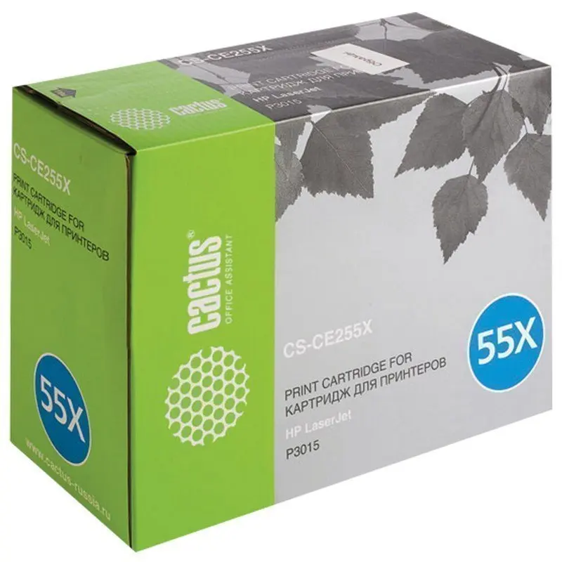 Картридж лазерный CACTUS (CS-CE255X) для HP LaserJet P3015d/P3015dn/P3015x, ресурс 12500 стр, CS-CE255XS