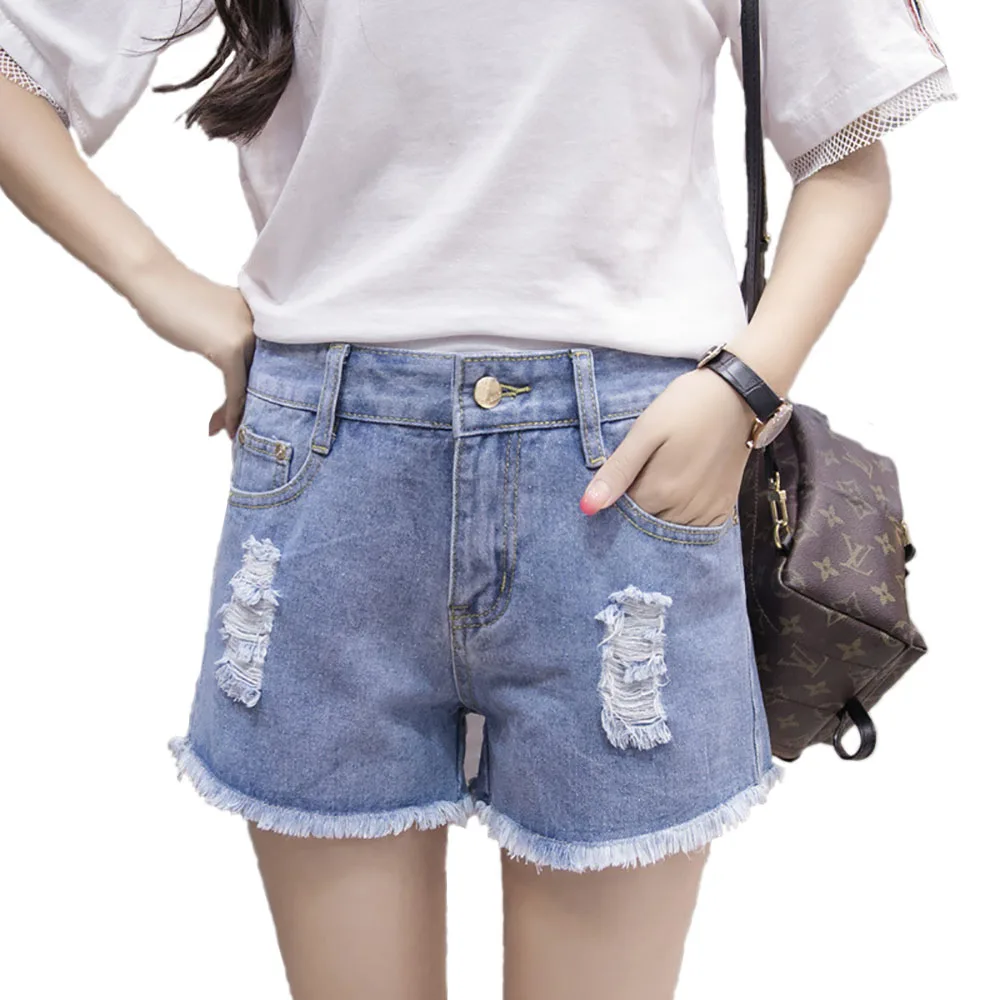 

Summer Women Denim Shorts Ripped Tassel Baggy Women Jeans Shorts Casual Elegant Low Waist Casual Female Cotton Short Pants