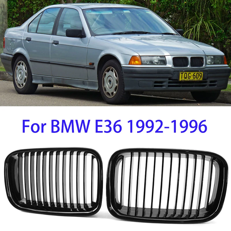 Gloss Black Kidney Grille Front Replacement Hood Grill For BMW Series 3 E36 1992 1993 1994 1995 1996 318i 323i 325i 320i 328i