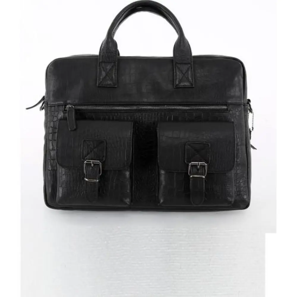 Genuine Leather Black Unisex Laptop and Briefcase