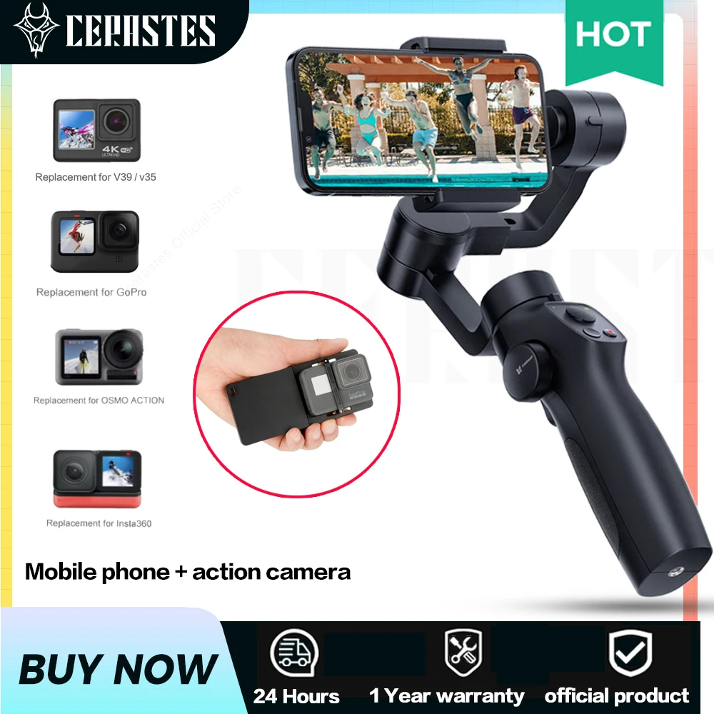 

CERASTES Capture2s 3-Axis Gimbal Stabilizer with Focus Wheel for Recording Vlog for iPhone 13 12 Pro Max Samsung s21 s20 Android