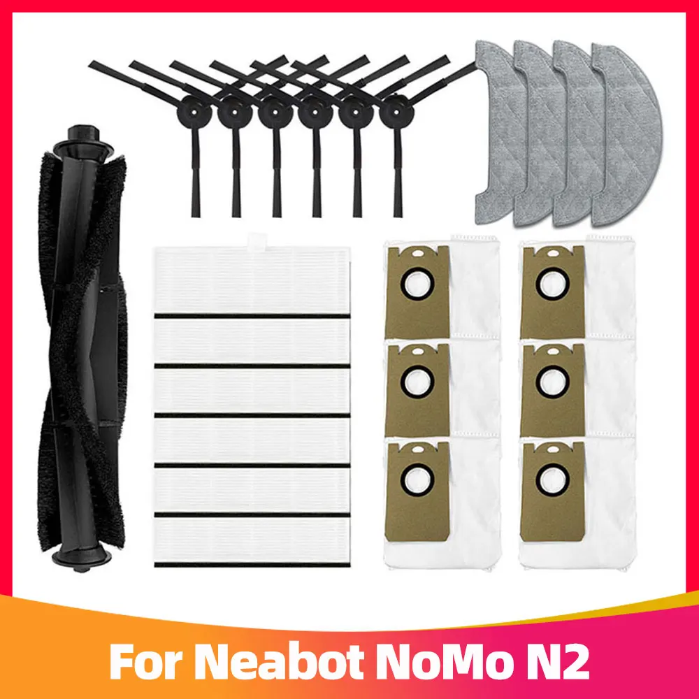 

Replacement For Neabot NoMo N2 Self emptying Robot Vacuum RS0060B Spare Parts Main Side Brush Hepa Filter Mop Rag Dust Bag