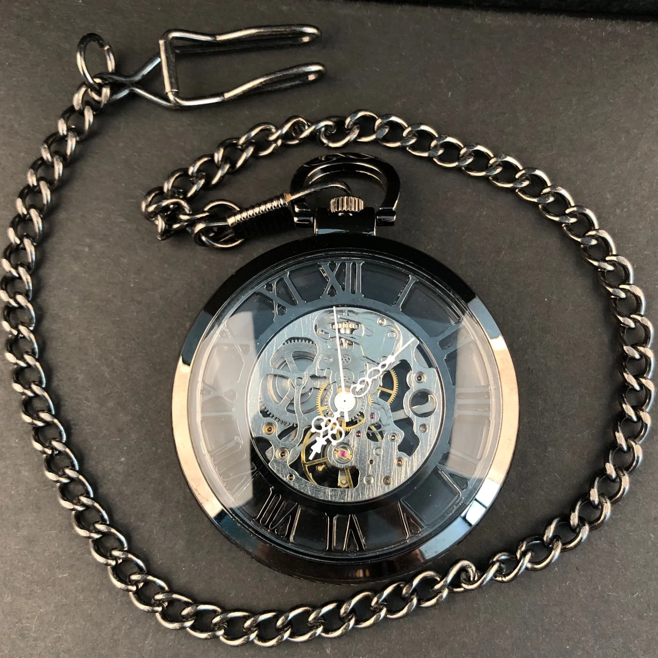 Personality Vintage Hollow Transparent Mechanical Pocket Watch For Men Roman Numerals Pendant Chain Hand Wind Fob Watches