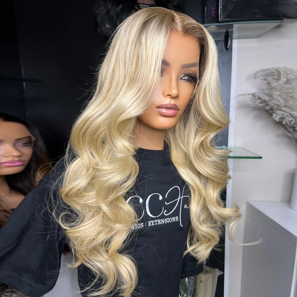 Светильник светлые волосы Омбре 100% натуральные человеческие 28 дюймов кружевной