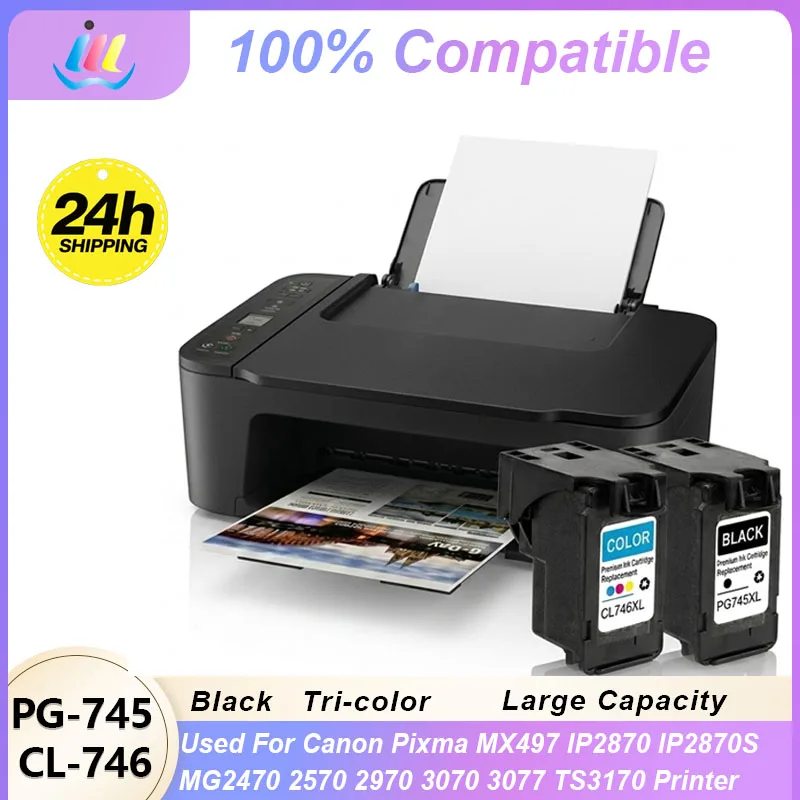 Фото Чернильный картридж PG745 CL746 745XL 746XL, совместимый с принтерами Canon Pixma MG2470 MG2570 MG2970 IP2870 IP2872, высокопроизводительный, совместимый. №1