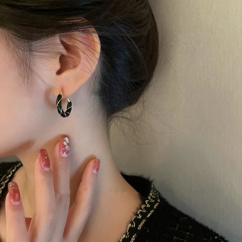 Metal Colorful Resin Hook Luxury  Earrings for Women Brand Gift Party Fashion Jewelry