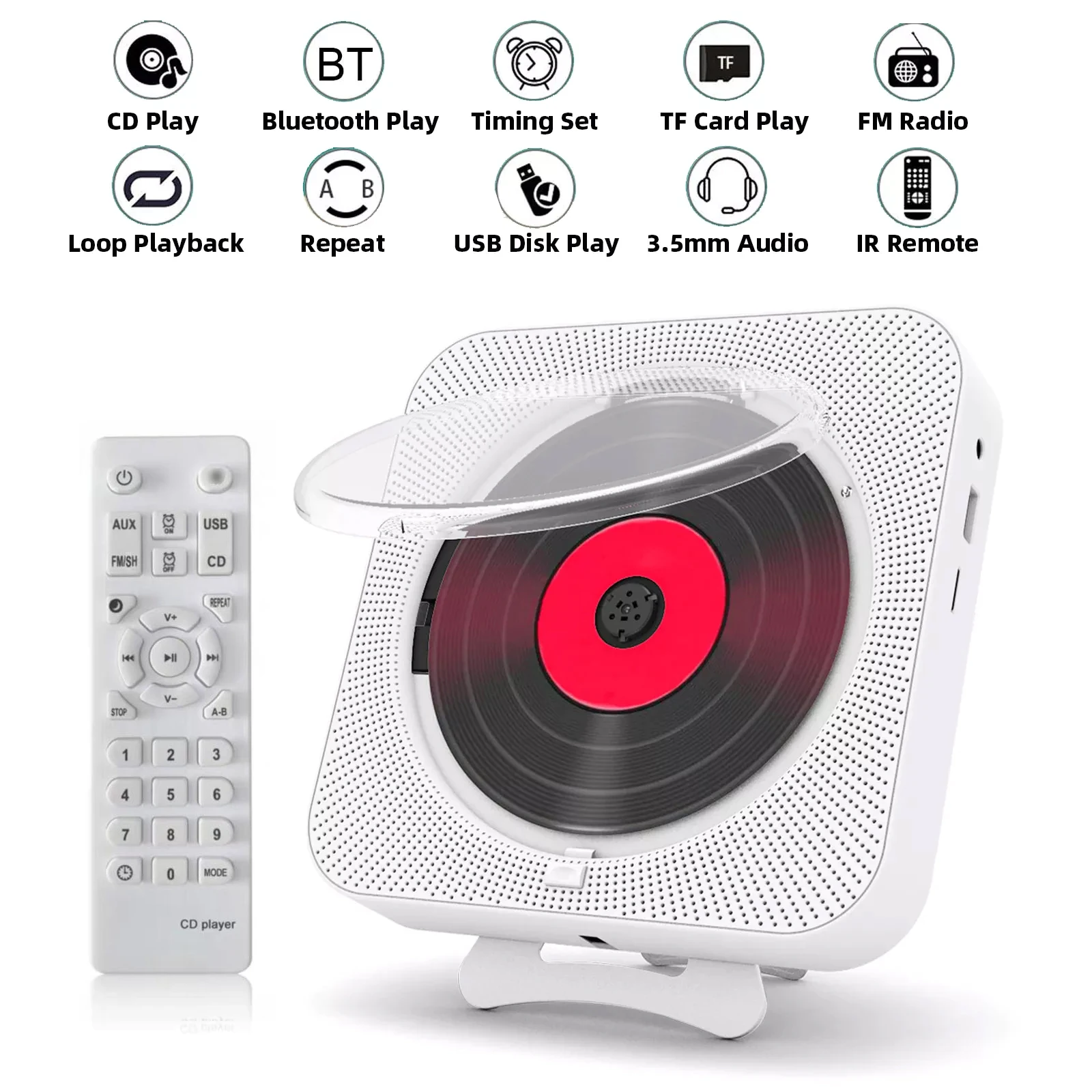 Портативный CD-плеер Bluetooth динамик стерео CD-плееры светодиодный ...