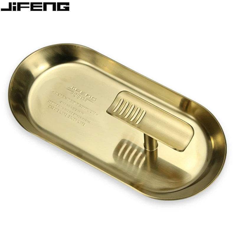 

JIFENG Cigar Ashtray Bronze Creative Fashion Ashtray Personality Portable Long Cigar Holdersmoking Set With Gift Box