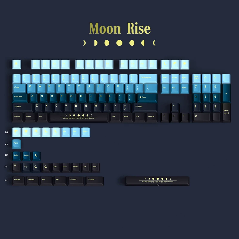 134 keys Moonrise Keycaps Cherry Profile PBT 5-sided Dye Sub Mechanical Keyboard Moon rise Keycap For MX Switch With 7U spacebar images - 6