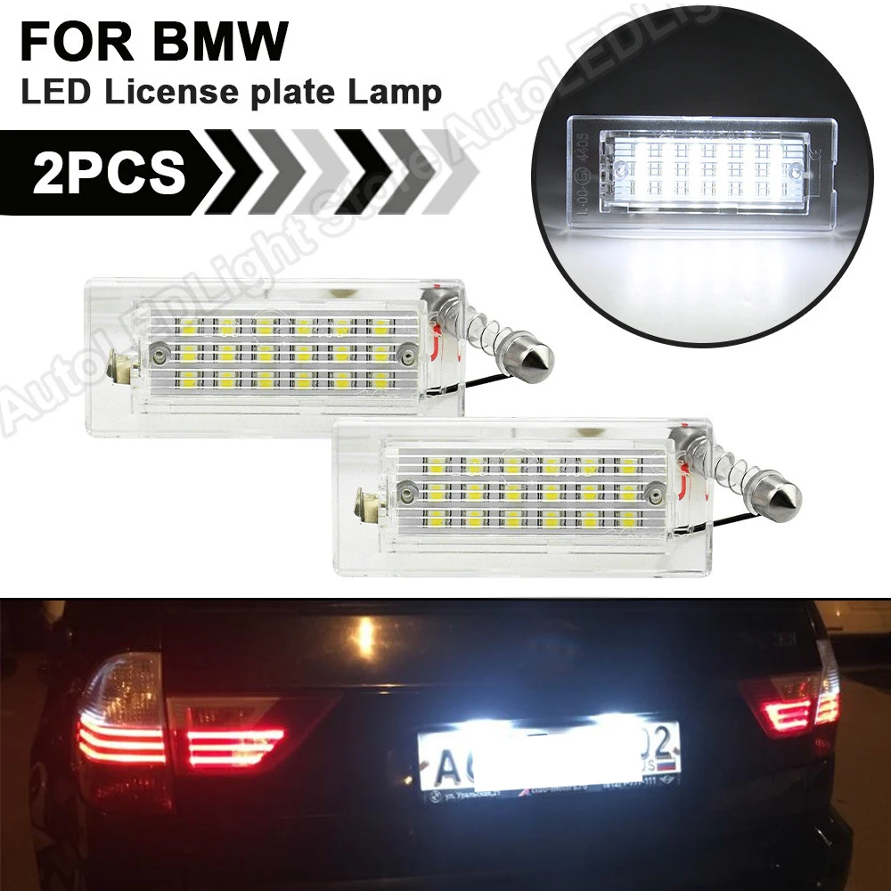 

License Plate Lights For BMW X5 E53 1999-2006 X3 E83 2003-2010 Error Free 2PCS 12V Plug&Play LED Number Plate Lamps
