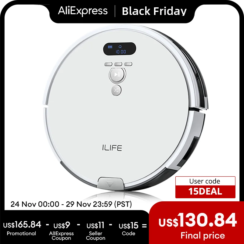 ILIFE V8 Plus Robot Vacuum and Mop Cleaner,Water Tank,750MLdust box, Restricted Area Mapping,Sweeping and Mopping Smart Home