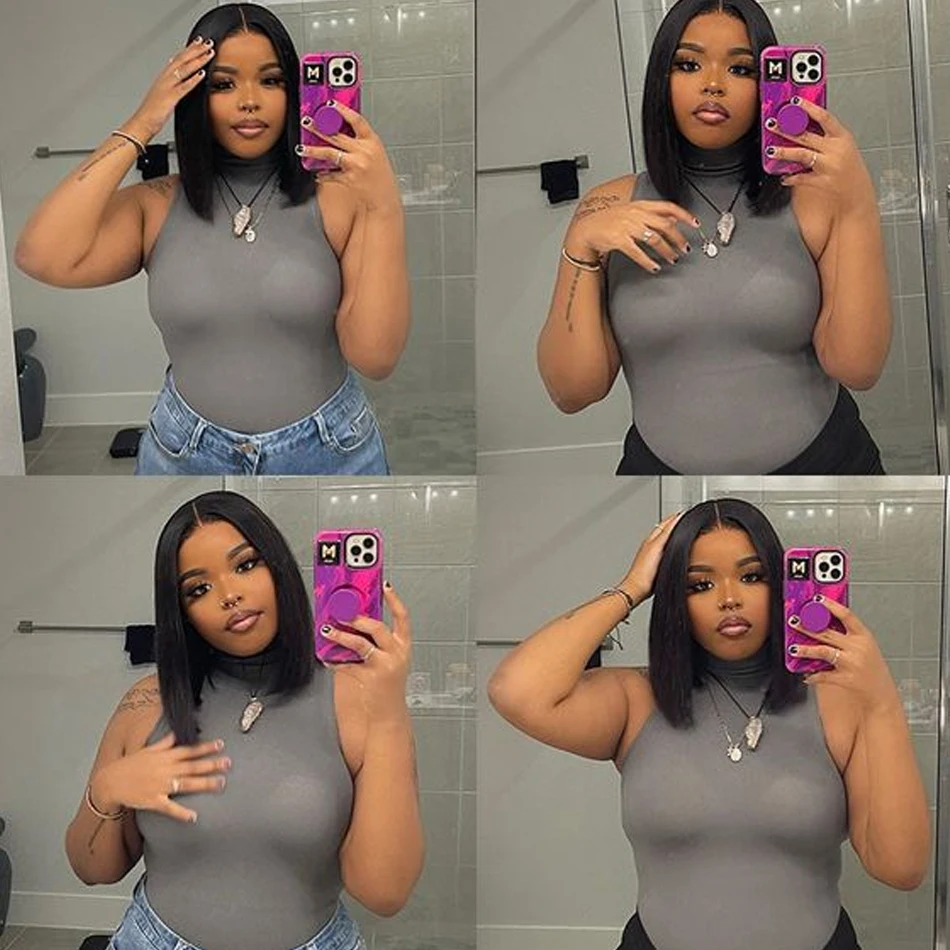 Парики HD Wear And Go Bob для женщин 200% прямые безклеевые парики из человеческих волос