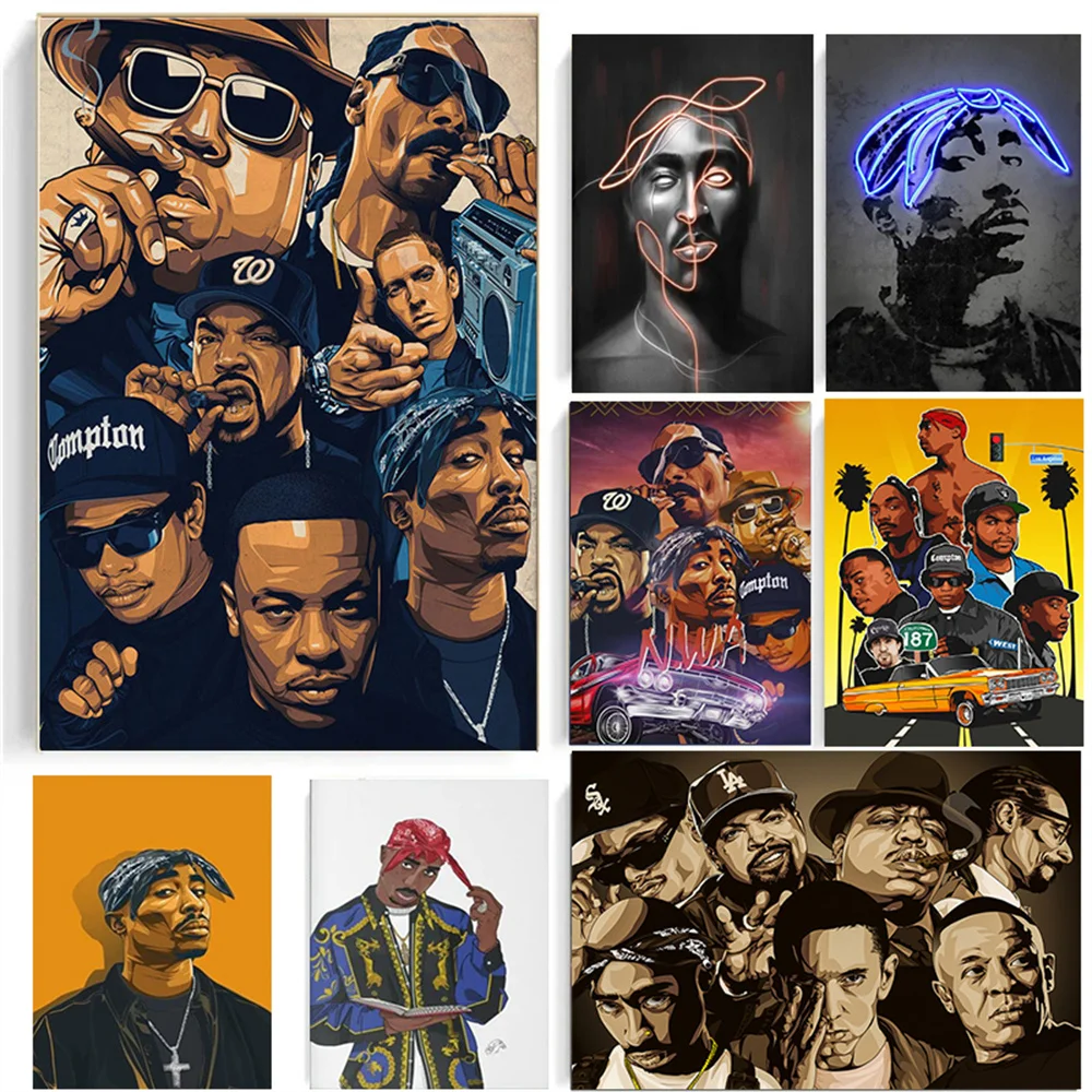 Хип-хоп Легенда старой школы 2PAC Biggie Smalls Wu-Tang NWA Rap Star настенная Картина на холсте