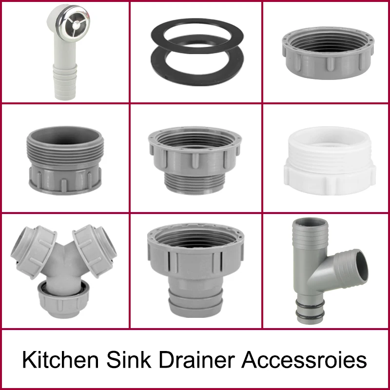 

Kitchen Sink Drainer Fittings Stainless steel Dish Basin Drain Dipe Anti-overflow Adapter Connection Pipe ABS Hose Rubber Gasket