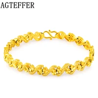 agteffer 2022 new 24k real gold bracelet car flower gold plated bracelet for womens wedding jewelry gift 6mm