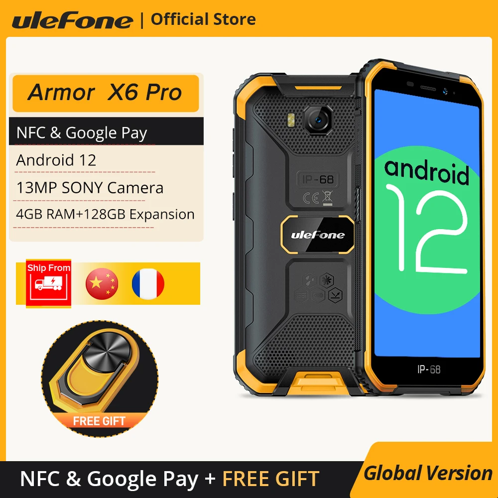 Ulefone Armor X6 Pro Rugged Waterproof Smartphone Android 12 NFC Mobile Phone 4GB RAM 128GB Expansion 4000mAh Cell Phone Global