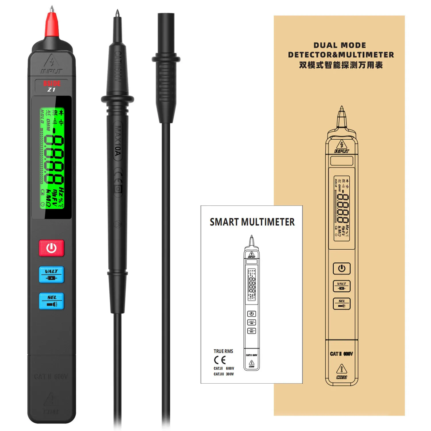 

Mini Digital Multimeter Smart Pen-Type LCD 2000 Counts Voltmeter Resistance Tester Flashlight for Electronic Repair