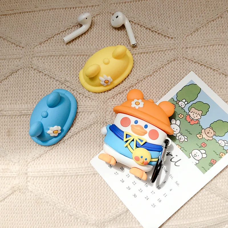 

For i9/i11/i12/inpods12 Case 2022 New Cartoon 3D Silicone Earphone Case Cover For Headset Charging Box Cute Duck