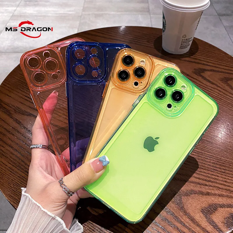 

Phone Case For iPhone 11 12 13 Pro XS Max XR X 7 8 SE2020 7Plus Luxury Candy Color Clear Soft IMD Shockproof For iPhone 11 Cover