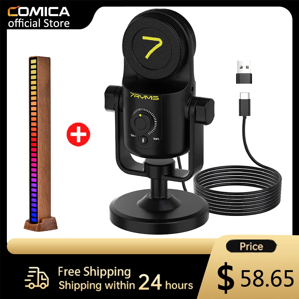 

7RYMS SR-USB MINI USB Microphone for Recording/Streaming/Gaming,professional microphone for PC,Headphone Output&Volume Control