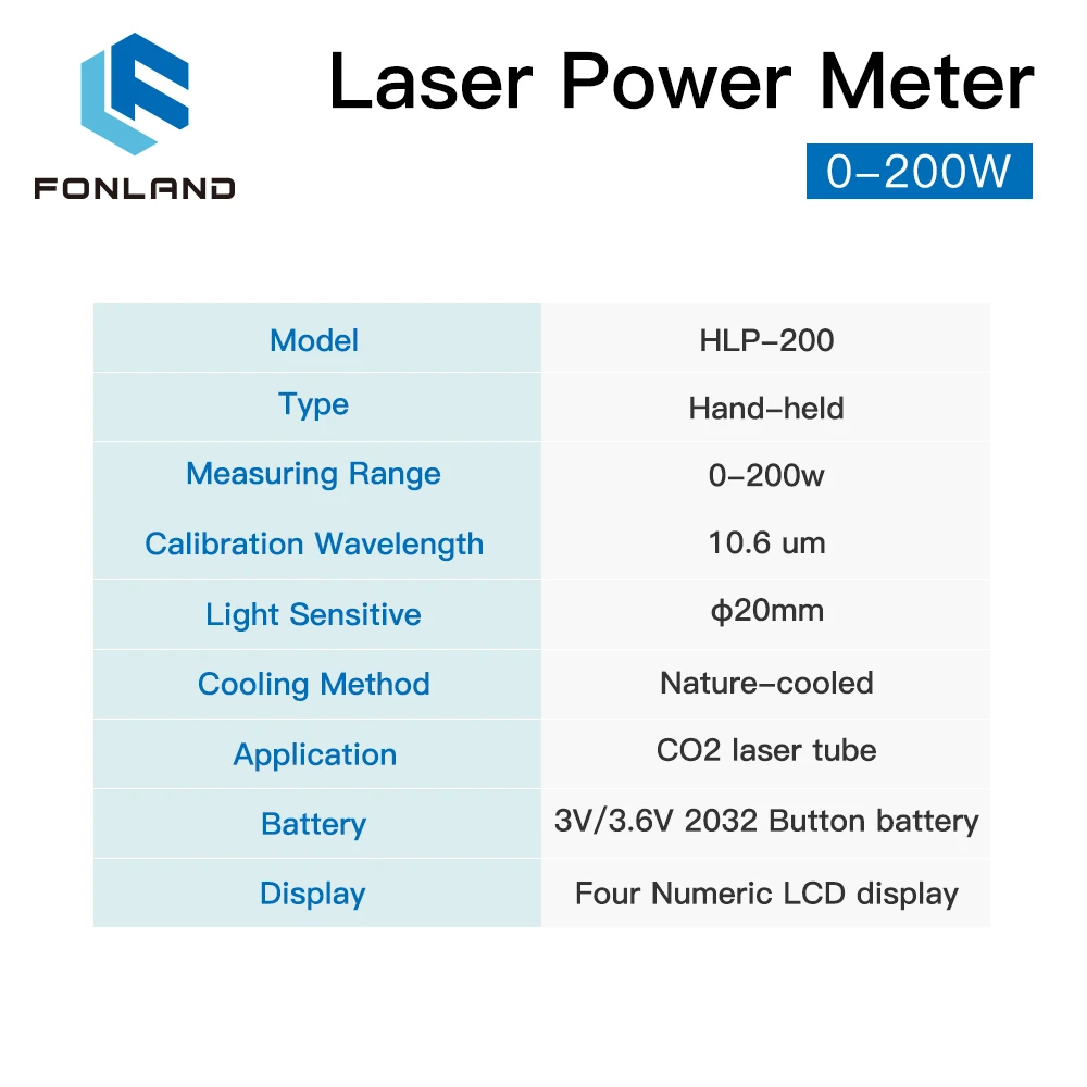 FONLAND Handheld CO2 Laser Tube Power Meter 0-200W HLP-200B For Laser Engraving and Cutting Machine enlarge