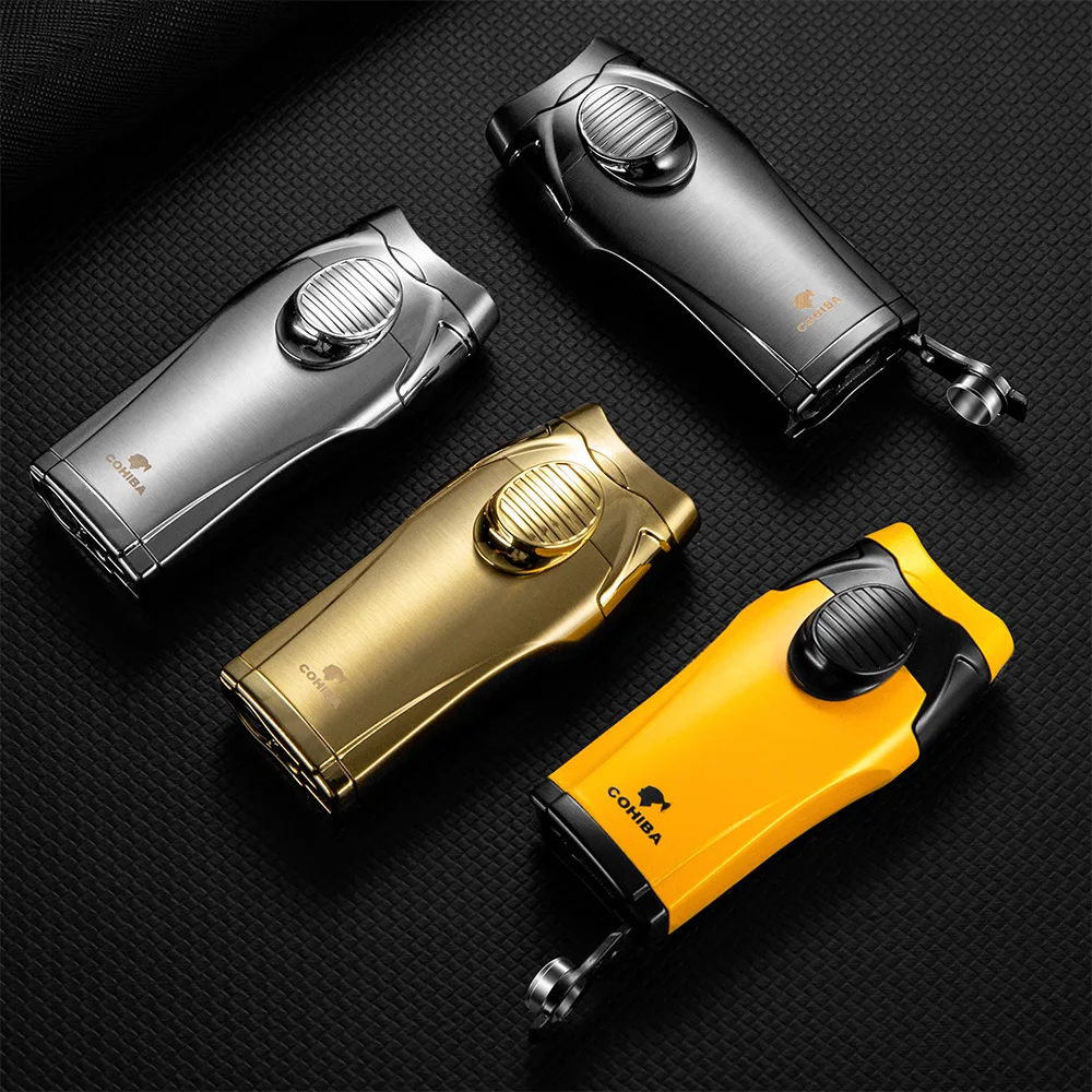 

COHIBA Cigar Lighter Holder Buit In Punch Reflatable Cigar Lighter Windproof Strong Fire Cigarette Lighter Portable Smoking Tool