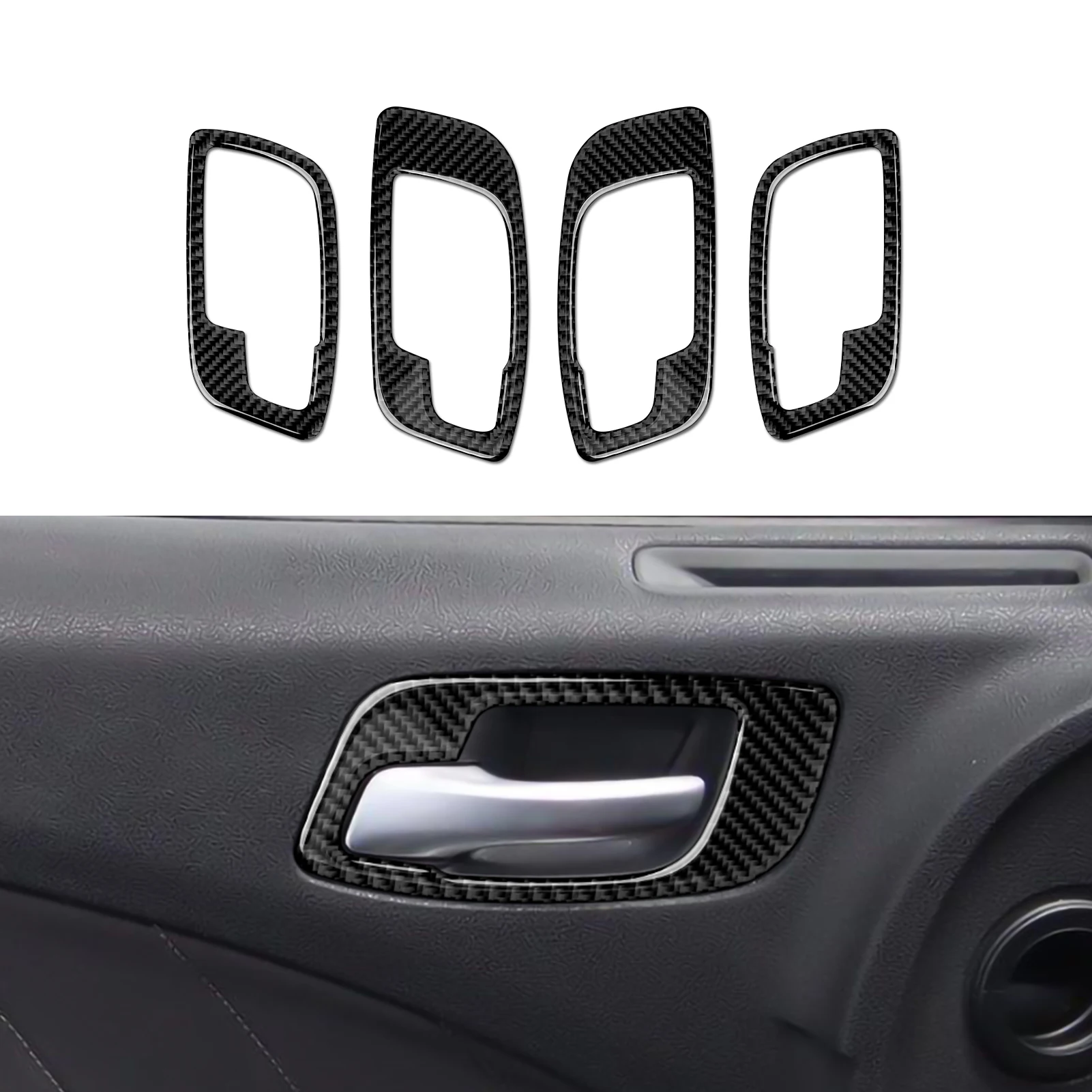 

Carbon Fiber Car Door Handle Bowl Covers Trim Decal Sticker for Chrysler 300 / Dodge Charger 2011 - 2023 Interior Accessories