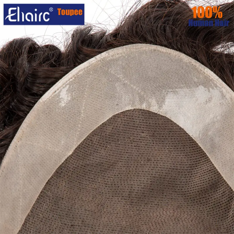 25mm Curly Hair Mono Natural Human Hair Toupee Breathable Male Hair Prosthesis Capillary 7