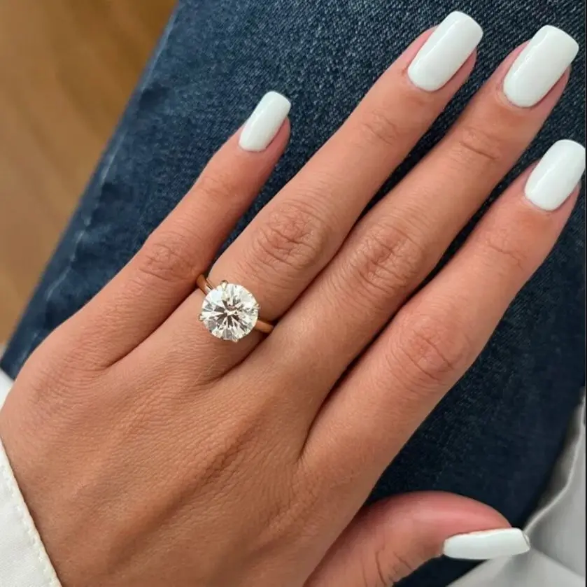 Кольцо AEAW с бриллиантами женское круглое из белого золота 14 карат