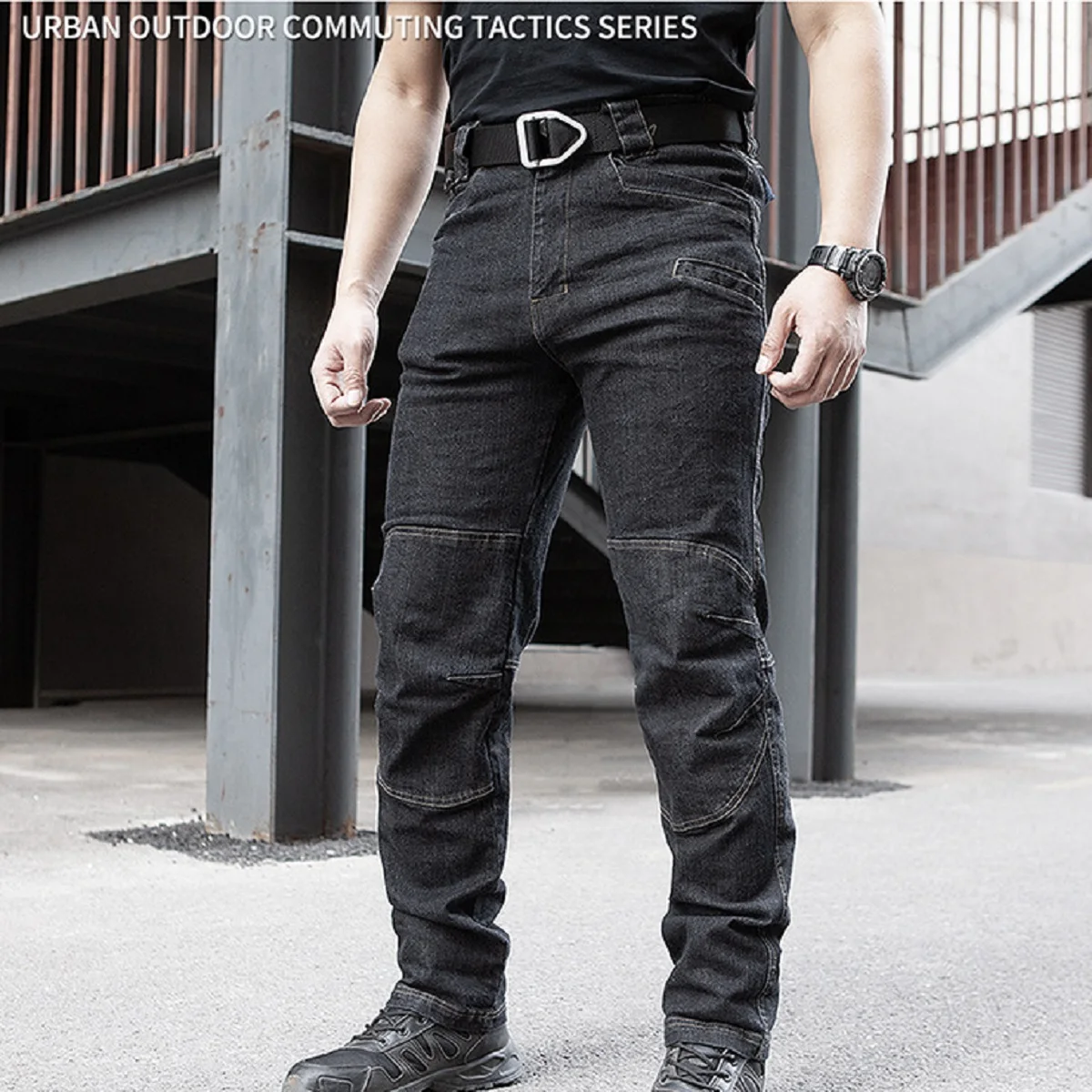 

Городские военные тактические джинсы, Мужские Стрейчевые облегающие армейские тренировочные брюки с несколькими карманами, прямые комбин...