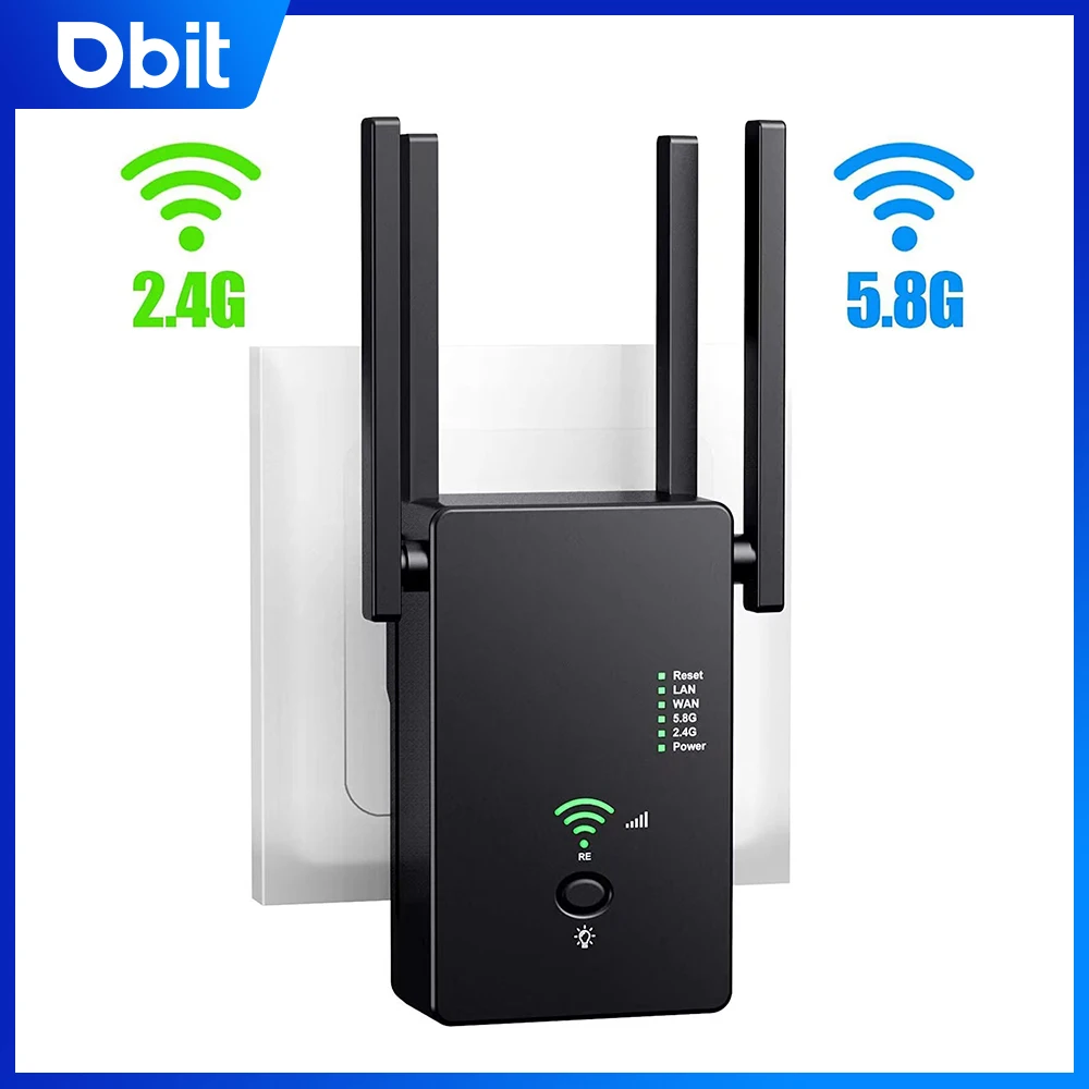 DBIT 1200M Wireless Router 2.4G/5.8G Dual-band WiFi Extension Repeater AP Mode High-speed Signal Amplifier Booster for Home