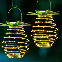led solar pineapple hanging lantern waterproof night light outdoor party lamp for festival wedding garden tree decor lamp