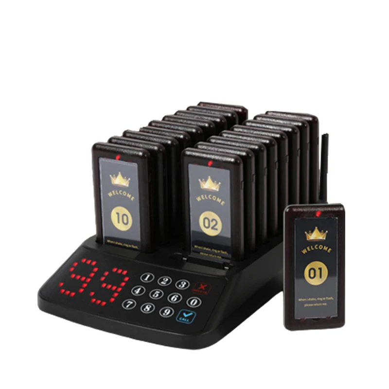 JIANTAO JT-913 With 16 Pcs Mini Wireless Pager System Restaurant Hookah Buzzer For Narguile Cafe Canteen Waiter Calling